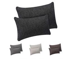 Selfitex 2er Set Sofakissen mit Füllung, Dekokissen mit Komfort-Polster-Bezug mit RV und Füllkissen, super flauschig und schön weich, Doppelpack 1xGröße 40x60 cm und 1xGröße 30x50 cm (anthrazit)