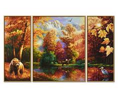 Schipper 609260650 - Malen nach Zahlen - Indian Summer - Bilder malen für Erwachsene, inklusive Pinsel und Acrylfarben, Triptychon 50 x 80 cm