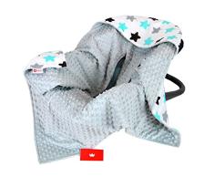 BabyLux Baby EINSCHLAGDECKE 90x90 cm Babyschale Kinderwagen Buggy Minky Decke (8. Grau + Sterne)