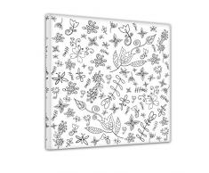 Bilderdepot24 stilisierte Blumen - Ausmalbild auf Leinwand, aufgespannt auf Rahmen - Quadrat-Format - 80x80 cm - Eigene Herstellung, Faire Produktion in Deutschland