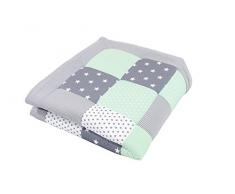 ULLENBOOM ® Baby Krabbeldecke Mint Grau (120x120 cm Baby Kuscheldecke, ideal als Laufgittereinlage, Spieldecke, Motiv: Punkte, Sterne)