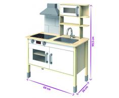 Eichhorn 100002494 - Spielküche aus Holz, Herd mit leuchtenden Herdplatten, Spüle, Backofen und Dunstabzug, 36x69x99cm, Kiefernholz, Birkenholz
