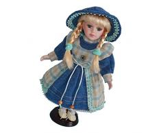 Fenteer Kleine Viktorianische Mädchen Puppen Porzellanpuppe Keramik Mädchen Puppe im Kleid & Hut - 30cm - D