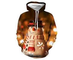 Unisex 3D Weihnachten süße Porzellanpuppe Druck Kapuzenpullover Langarm Pullover Hoodie für Herren Damen,L