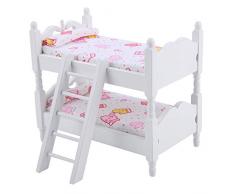 SunshineFace Puppenbett 1:12 Puppenhaus Mini Möbel Kinder Schlafzimmer Modell Etagenbett Spielzeug