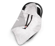 EliMeli EINSCHLAGDECKE für Babyschale Baby Decke für Autositz und Kinderwagen aus Waffelstoff und Baumwolle mit Füllung Babyhörnchen Kinderwagedecke universal z.B. Maxi Cosi (Grau - Punkte)