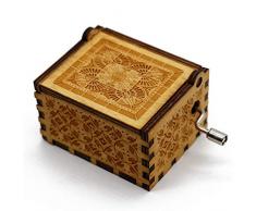 HuWei Spieluhr, niedliche Holz-Gravur, Handkurbel, Spieluhr, Geschenk für Weihnachten, Geburtstag, Valentinstag, Canon