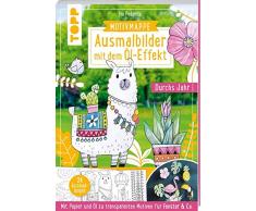 Ausmalbilder mit dem Öl-Effekt - Durchs Jahr (Motivmappe mit 24 Ausmalbogen): Mit Papier und Öl zu transparenten Motiven für Fenster & Co.