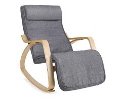 SONGMICS Sessel Schaukelstuhl Schwingstuhl Relaxstuhl Leinenimitat grau LYY11G