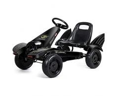 COSTWAY Gokart mit verstellbarem Sitz, Go Cart mit Bremsen, Tretauto, Pedal Gokart, Tretfahrzeug, Pedalfahrzeug, Kinderfahrzeug für Kinder von 3-8 Jahren, schwarz