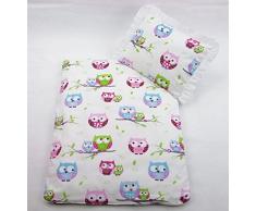 Rawstyle 2 tlg. Set Bezug *30 MOTIVE* (Eulen Rosa) in 70x50 cm für Kinderwagen, Wiege und Stubenwagen Kinderbettwäsche Garnitur Bettwäsche *Deckenbezug + Kissenbezug*