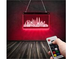 Wangzhuoyue Welt Skylines Architektur Led Leuchtreklame Wahrzeichen Der Welt Mehrfarbiges Wickelbrett Wandkunst Reiseliebhaber Souvenir Geschenk