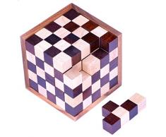 Schach-Würfel 125er Cube XL - 3D Puzzle - Denkspiel - Knobelspiel - Geduldspiel - Logikspiel im Holzrahmen