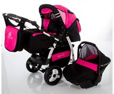 Chilly Kids J1 Kombikinderwagen Komplettset (Autositz, Regenschutz, Moskitonetz) 76 Black Shadow & Berry