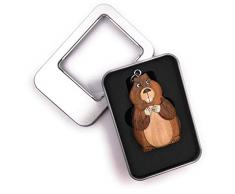 Onwomania Schlüsselanhänger Holz Biber Nagetier Säugetier Beißtier Anhänger in Geschenkbox