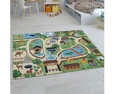 Paco Home Kinder-Teppiche, Kurzflor-Teppiche für Kinderzimmer mit vers. Designs Spielteppiche Bunt, Grösse:140x200 cm, Farbe:Beige