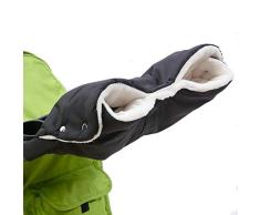 Kinderwagen Handwärmer Muff Wasserdicht Fell Fleece Universal Baby Zwilling Stroller Buggy Zubehör Warm Gefütterte Winter Handschuhe Draußen Outdoor mit Druckknöpfen Schwarz