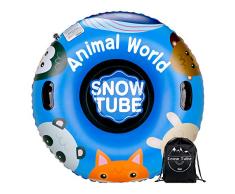 Leader Accessories aufblasbar Schlitten Schneereifen Rodelreifen SnowTube Rutschunterlage Schneeschlauch Kinder Erwachsene Ø119X35cm Tiere