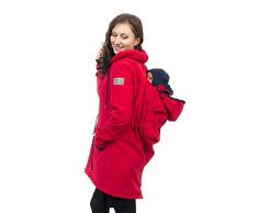 Viva la Mama - Babytrage Jacke Rücken und Bauch, Umstandsjacke mit Babyeinsatz Umstandsmode Jacke PINA rot - L