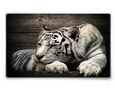 Silent Monsters Mauspad Größe S (240 x 200 mm) Stoff Mousepad Design: White Tiger, Vernähter Rand, geeignet für Büro und Gaming Maus