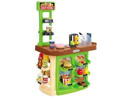Imbiss Verkaufsstand Marktstand Kinder Spielzeug Kaufladen Zubehör Bunt ab 18 Monaten Kleinkind Kaufmannsladen Kinderküche Kaffeemaschine Kiosk Set Kasse Ecoiffier Spiel Lebensmittel Hamburger Obst