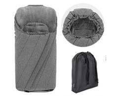 Zamboo Winter Fußsack für Kinderwagen & Buggy - Anti-Rutschschutz, weiches Deluxe Thermo Fleece, warme Mumien-Kapuze & Tasche - Melange Grau