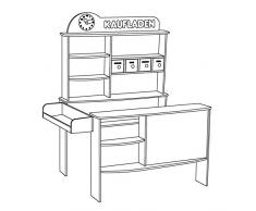 roba Kaufladen, Kinder Kaufmannsladen, Holz weiß, Verkaufsstand mit 4 Schubladen, Uhr, Tafel, Theke & Seitentheke