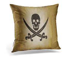 Accrocn Quadratisch Überwurf Kissenbezüge Vintage Jolly Roger Piraten Flagge Kopfkissen Polyester 45,7 x 45,7 cm mit Verstecktem Reißverschluss Home Kissenbezug Sofa Kissen Deko