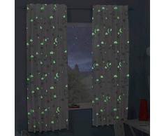 Delindo Lifestyle® fluoreszierende Kinderzimmer Gardine MAGIC, 145x175 cm, 1 Stück, verdeckte Schlaufen oder Kräuselband, moderne weiße blickdichte Gardine für Mädchen und Jungen