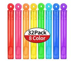 LYKJ-karber 32 Stück Mini Blase Zauberstäbe 8 Farben, Sicher und Harmlose Bubble Wand Seifenblasen Kinder Spielzeug Geschenke für Urlaub Party Karneval