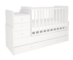 Polini Kids mitwachsendes Kombi-Kinderbett Simple 1100 mit Kommode weiß 1227.9
