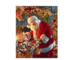 No-brand Malen nach Zahlen Lächelnder Weihnachtsmann DIY Ölgemälde für Kinder Erwachsene Anfänger Rahmen Dekoration 40 * 366 cm ohne Rahmen