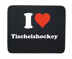 Gaming Mauspad I Love Tischeishockey in Schwarz, eine tolle Geschenkidee die von Herzen kommt| Rutschfestes Mousepad | Geschenktipp: Weihnachten Jahrestag Geburtstag Lieblingsmensch