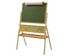 roba Tafel, Kindertafel inkl. Papierrolle, Standtafel drehbar mit Schreibtafel liniert, Maltafel magnetisch, Kindertafel mit Uhr, ABC & Ablage,