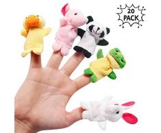THE TWIDDLERS 20 Finger-Puppen Set Fur Kinder - Hand Plüsch-Tier Geschichte Spielzeug Mitgebsel - ideales Innenspielzeug für Kinder - Geburtstag Party-Tasche Füllstoffe Beutel Requisiten