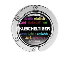 Taschenhalter Positive Eigenschaften Personalisiert mit Namen Kuscheltiger printplanet Chrom