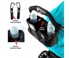 BTR Buggy und Kinderwagen Organizer, Exklusive Smartphone-Tasche und Handy Halter & wasserfester Regenschutz. PLUS 2 Kinderwagen Clips. Unverzichtbares Kinderwagen-Zubehör