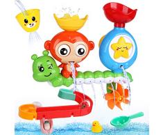 BBLIKE Badespielzeug für Babys, Kinder Wasser Dusche Badewannenspielzeug mit BAU-Puzzle Autorennbahn 14 Stück Spielzeug, Für Kinder Baby ab 18 Monate+