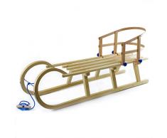 Holzfee Hörnerschlitten 120 cm mit Lehne + Leine Schlitten Holz