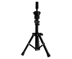 WJSW Schwarzer Perückenkopf Stativhalterung Verstellbarer Perückenhalter, drehbarer Schaufensterpuppenkopf Afro Stand Display Stylingkopf für tragbare Perücken für Frauen