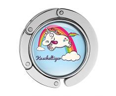 Taschenhalter Verrücktes Einhorn Personalisiert mit Namen Kuscheltiger printplanet Chrom