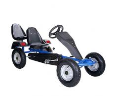 ArtSport 2-Sitzer Gokart mit Schalensitz, Luftreifen, Stahlfelgen & Freilauf | blau | Kinder Tretauto Kinderfahrzeug