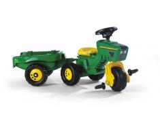 Rolly Toys rollyTrac John Deere Dreirad mit Hänger (für Kinder von 2,5 bis 5 Jahren, Soundlenkrad, Heckkupplung) 052769