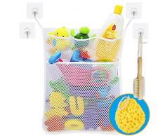 Wemk Bad Spielzeug Organizer Bad Spielzeug Netz Badespielzeug Lagerung Badewanne Spielzeugnetz mit 4 Selbstklebend Haken & Badeschwamm