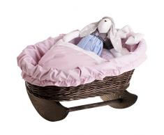 Ein Schaukelbett, eine Schaukelwiege, ein Schaukellaufgitter aus Weide für Puppen, Puppenbett