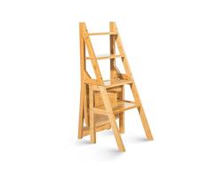 XUE Multifunktionale Leiter Stuhl Massivholz Haus Im Freien Beweglicher Anhebender Schemel Doppelzweck Faltender Treppenstuhl 4 Tritt Leiter A ++ (Farbe : Holz Farbe)