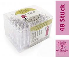 WeddingTree Seifenblasen Hochzeit Set in weiß - 48 teilig mit Herzgriff - herzallerliebst für Hochzeit Taufe Geburtstag Goldene Hochzeit Verlobung Valentinstag Gastgeschenk Party
