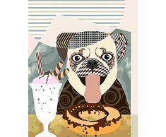 YUNLINZI Malen nach Zahlen Hunde Ausmalbilder Bunter Hund Abstrakte Malerei DIY Digitale Malen nach Zahlen Moderne Tiere Startseite Wandkunstwerk Bild,(16x20 inch)-QZ3354