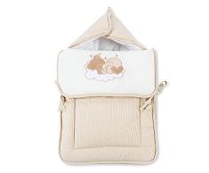 Fußsack Einschlagdecke Decke für Kinderwagen, Babyschale & Maxi Cosi Baumwolle, Farbe:Beige