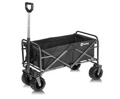 Sekey Faltbarer Bollerwagen Faltwagen Handwagen Außenschubkarre Strandwagen Folding Wagon Outdoor Gartenanhänger Transportwagen für alle Gelände geeignet, Schwarz
